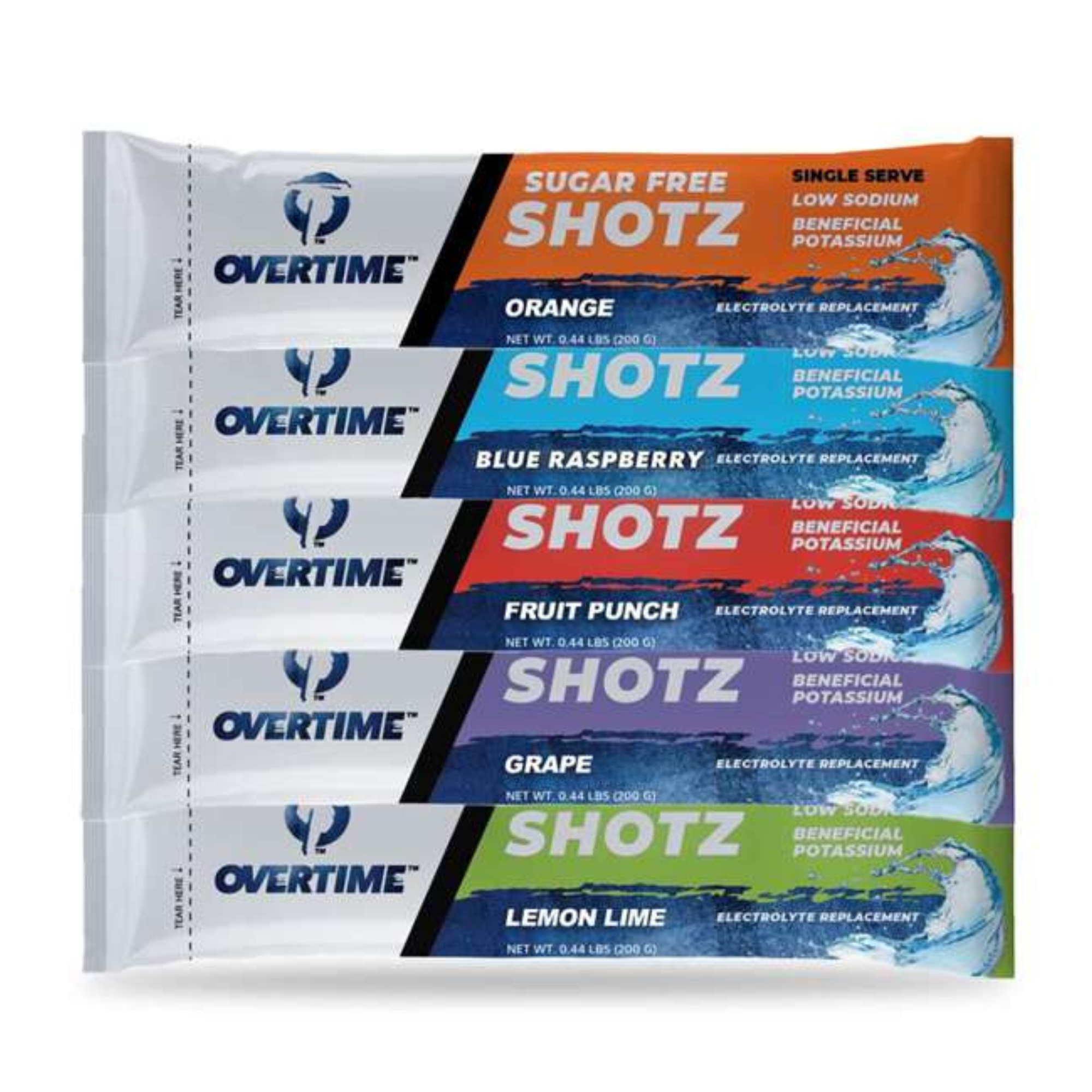 Overtime 50 Pack Sugar Free Single Flavor Electrolyte Drink Mix - Single Serve Shotz  from GME Supply